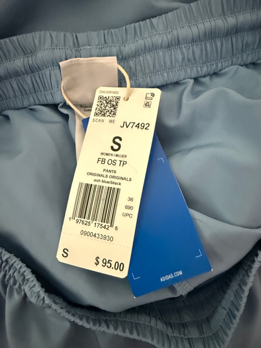 adidas Light Blue Wide-Leg Track Pants with Trefoil - Picture 5 of 9